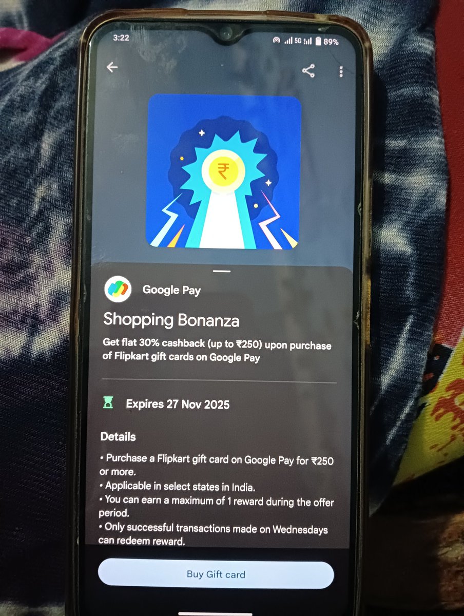 UltimateDeall's tweet image. 🚀 GPay Shopping Bonanza!
Buy a Flipkart Gift Card worth ₹250+ and get FLAT 30% Cashback 🎉
💥 Limited-time | User-specific
💳 Grab your gift card now on Google Pay!
#GPay #Flipkart #CashbackOffer #Deals #Loot #Savings #IndiaDeals #ccgeek #ccgeeks