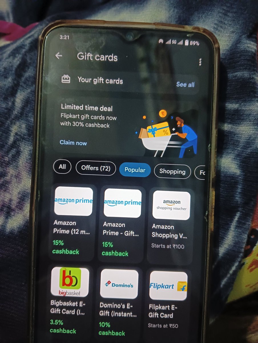UltimateDeall's tweet image. 🚀 GPay Shopping Bonanza!
Buy a Flipkart Gift Card worth ₹250+ and get FLAT 30% Cashback 🎉
💥 Limited-time | User-specific
💳 Grab your gift card now on Google Pay!
#GPay #Flipkart #CashbackOffer #Deals #Loot #Savings #IndiaDeals #ccgeek #ccgeeks