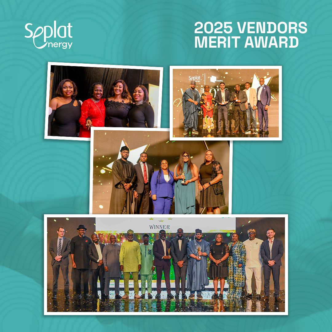 SeplatEnergy's tweet photo. The 2025 Seplat Vendors’ Merit Award was an opportunity for us to appreciate the vendors, regulators, and JV partners who help us deliver excellence every day.

Across safety, innovation, sustainability, and operations, we celebrated the people and businesses who keep Seplat Energy moving forward.

Swipe to see more highlights from the event.

#SeplatEnergy #SMVA2025 #ReliableEnergy #Partnership #Excellence #SupplyChain