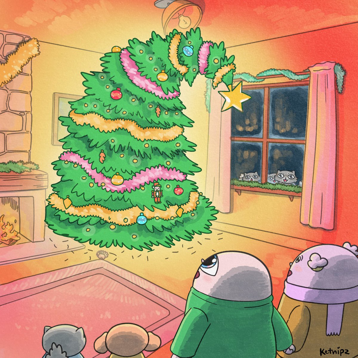 Ketnipz's tweet image. Bean goes Christmas tree shopping 🎄