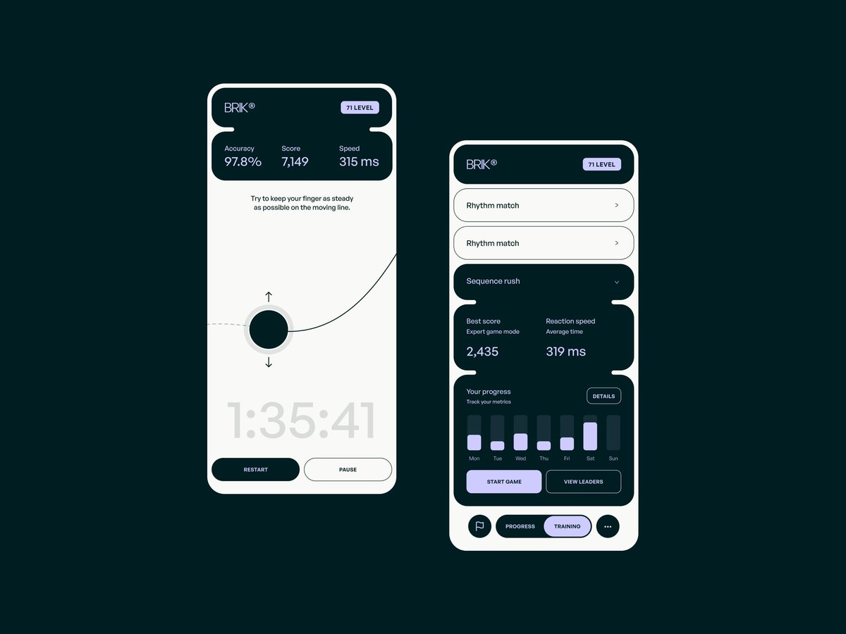 ZajnoCrew's tweet image. What if your phone could do more than fuel doomscrolling?

Meet BRIK—a cognitive-training app designed to support long-term brain health.
Clean UI, calm contrasts, and clear progress tracking—everything built to focus the mind, not overwhelm it  🧠✨

#mobileappdesign