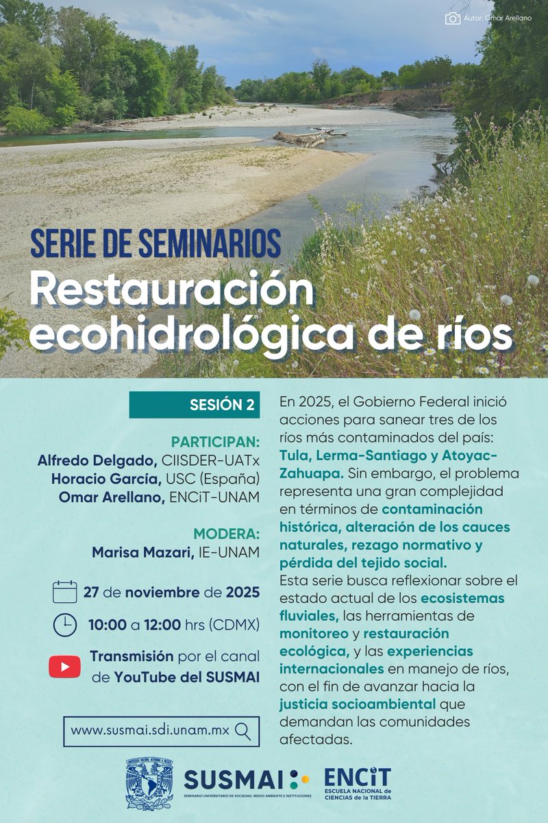 📢 ¡Nos vemos mañana! Acompáñanos en una conversación sobre los retos para recuperar tres de los ríos más contaminados del país, y sobre las herramientas clave para su monitoreo, manejo y restauración.
💧 ¡No te lo pierdas! youtube.com/live/NmjrZu4o3…