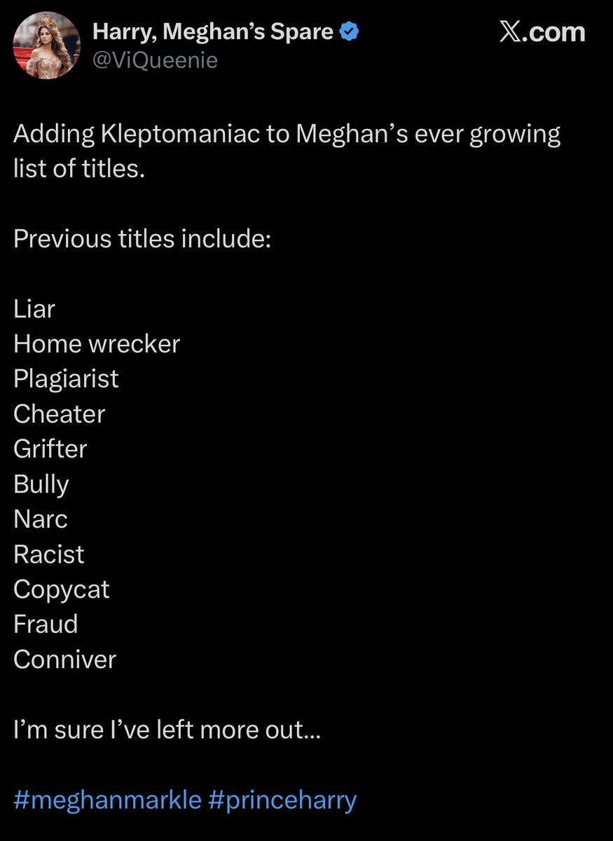 RobbieWWFC's tweet image. Yet even with all these “titles” she’s given Meghan, this deranger just can’t stop talking about her and continues to give her the attention she apparently doesn’t want Meghan to get

Make it make sense ffs