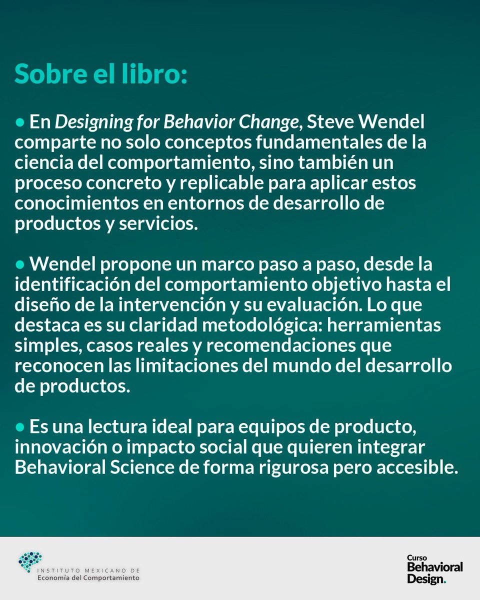 ecomportamiento's tweet image. 📘 El libro Designing for Behavior Change de Stephen Wendel es una guía esencial para quienes buscan aplicar la economía del comportamiento.

💡 Wendel ofrece un marco práctico para crear soluciones que realmente influyan desde la intención hasta la acción.