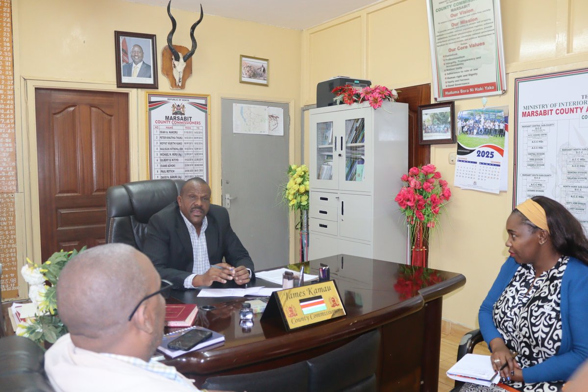 ProjectSHARP's tweet image. Earlier today we held a strategic engagement meeting with the Marsabit County Assistant County Commissioner to brief him on our planned outreaches and community engagements under SHARP for smooth facilitation by the national government administrators including chiefs.
