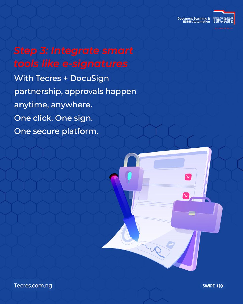 TecresTNL's tweet image. With Tecres’ Document Management and our DocuSign partnership, you can eliminate bottlenecks, reduce errors, and unlock faster cash flow.

Contact us today and let’s help you get the work done faster.

#SmartWorkflows #EDMSAutomation  #TecresTechnologies #DocuSign