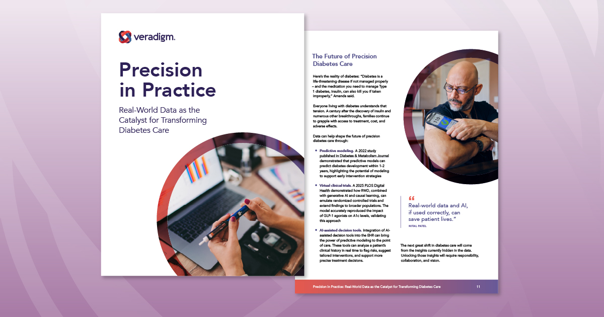 Veradigm's tweet image. Diabetes care shouldn’t be one-size-fits-all. Real-world data is transforming treatment from reactive to proactive. Discover how precision care can improve outcomes in our latest whitepaper. Download now: okt.to/4Jmfjg
#DiabetesCare #RealWorldData