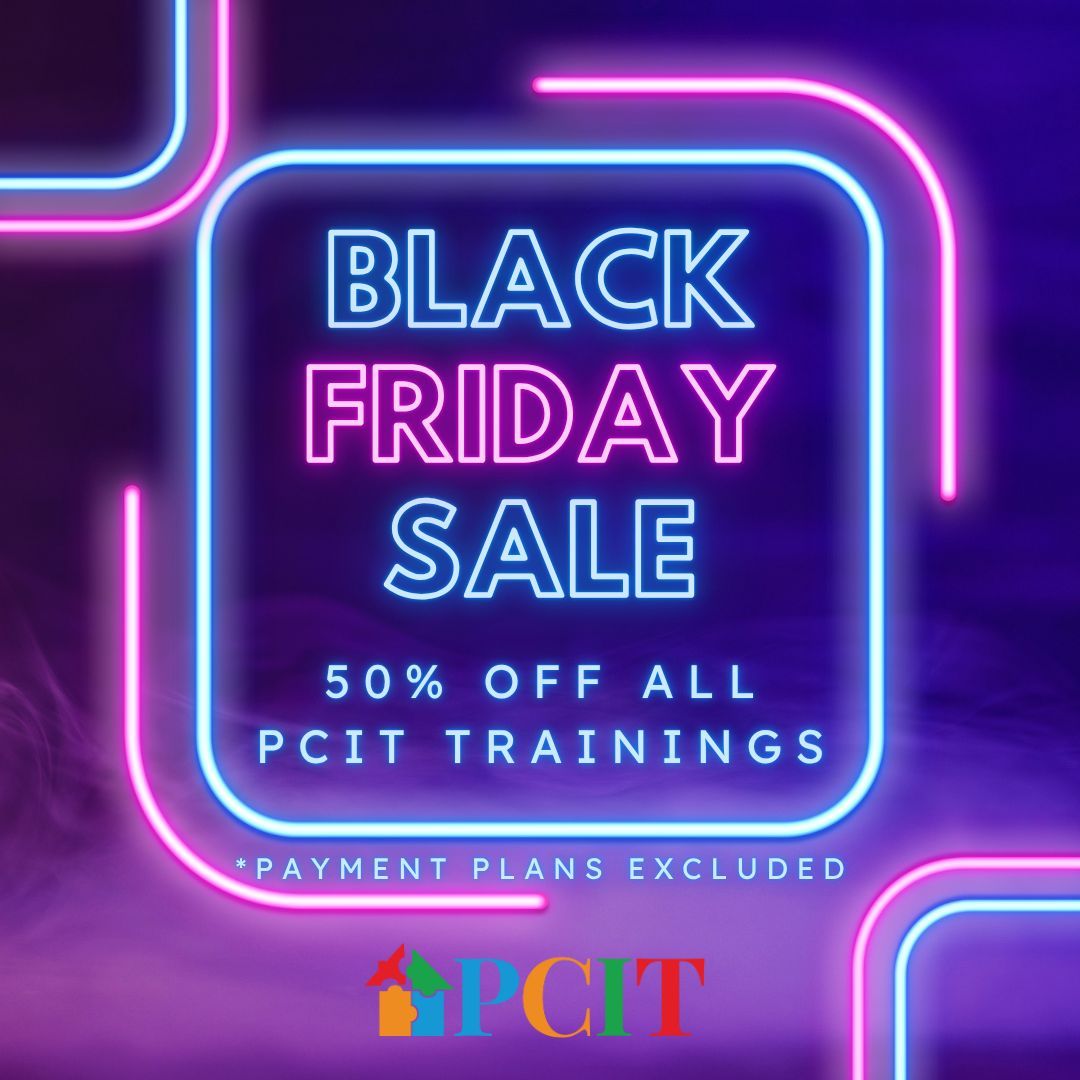 PCIT_Inc's tweet image. It&apos;s the biggest savings EVER on PCIT Trainings! Save 50% on all PCIT Trainings during our Black Friday Sale. We’re committed to expanding PCIT services worldwide—and that starts with making high-quality training more accessible to you. parentchildinteractiontherapy.com/upcoming-pcit-…