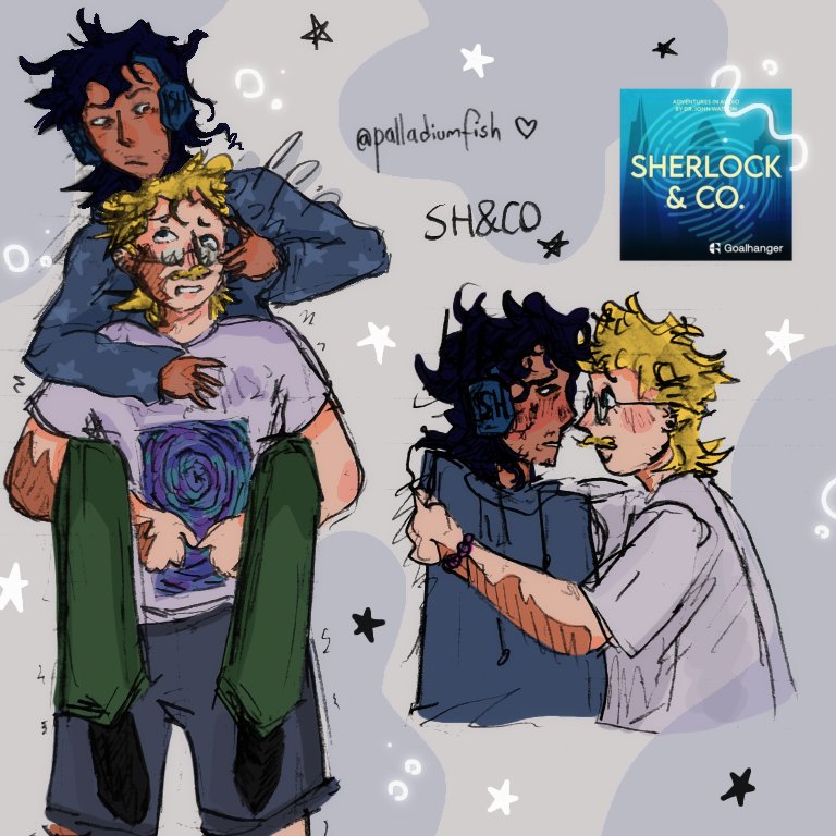 palladiumfish's tweet image. i like. These podcasters 🩵😉🐁 #sherlockandco