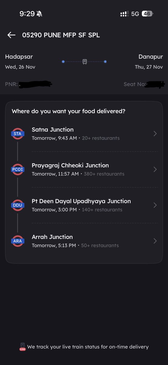 ashubhgupta's tweet image. @zomato #featureRequest

You might be using LIVE train status to deliver the order but you also shall use LIVE train status to place the order.

A lot of station are not displayed because it think we have passed those station but actually our train is late 😢
