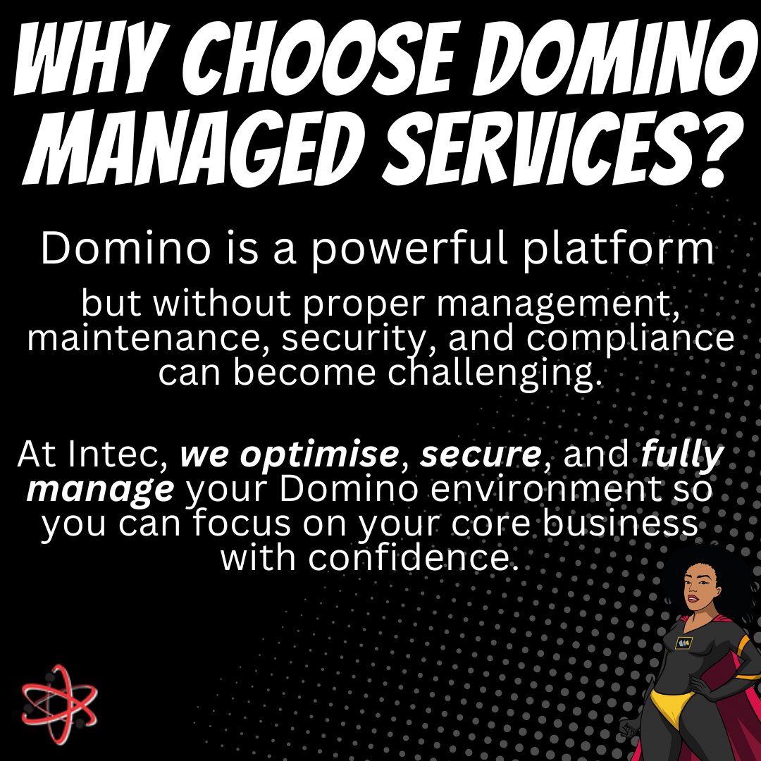 Intec_Systems's tweet image. Domino is powerful, but without proper management and security it can slow your business down.
At Intec, we optimise, secure, and fully manage your Domino environment so you can stay focused on what matters.
👉 intec.co.uk
#Domino #ManagedServices #Intec
