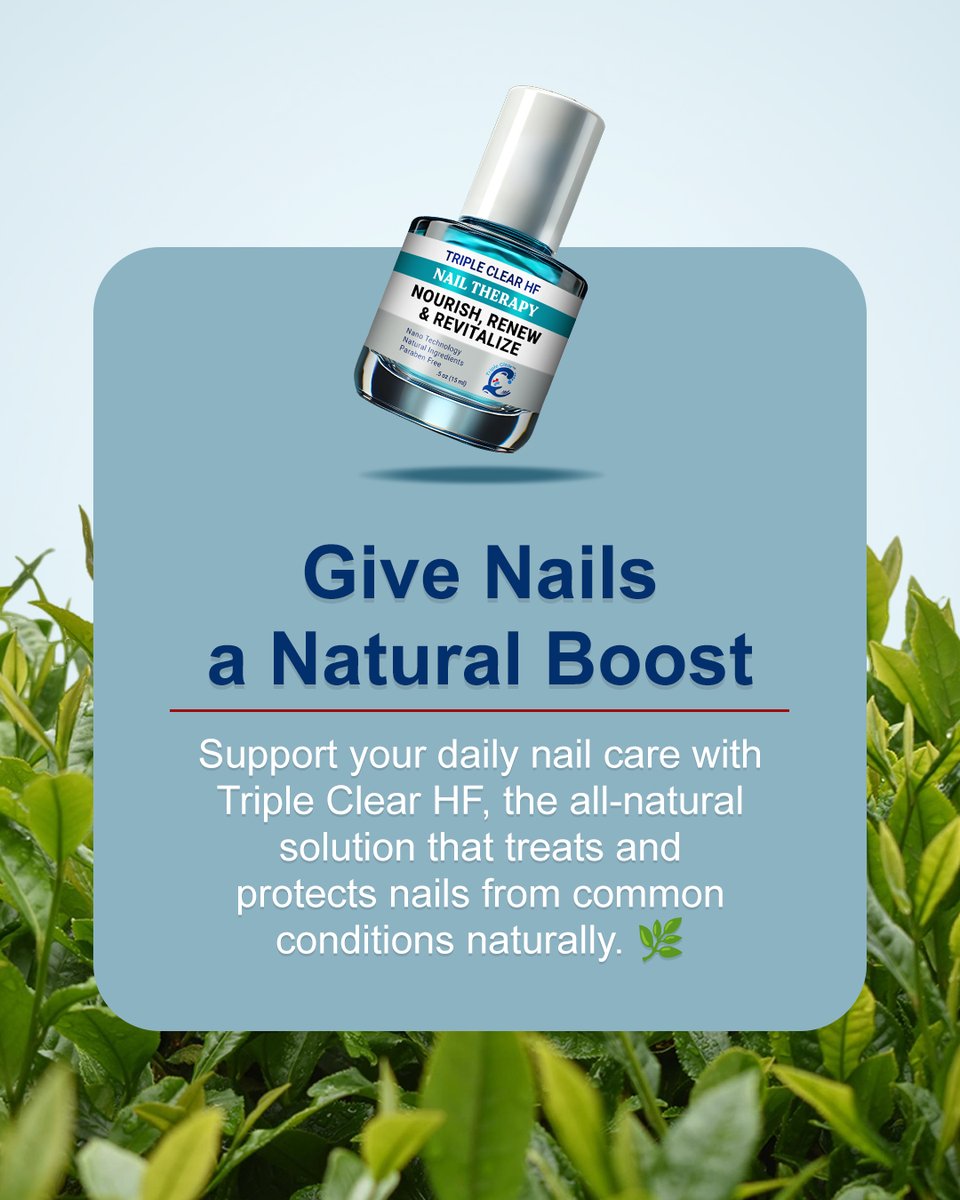 TripleClearHF's tweet image. Healthy nails come from daily care—keep them clean, hydrated, and trimmed.

Support your routine with Triple Clear HF, the all-natural treatment and protectant. 💧

Now available: natural care that heals and shields.

#TripleClearHF #NailCareRoutine #NaturalWellness