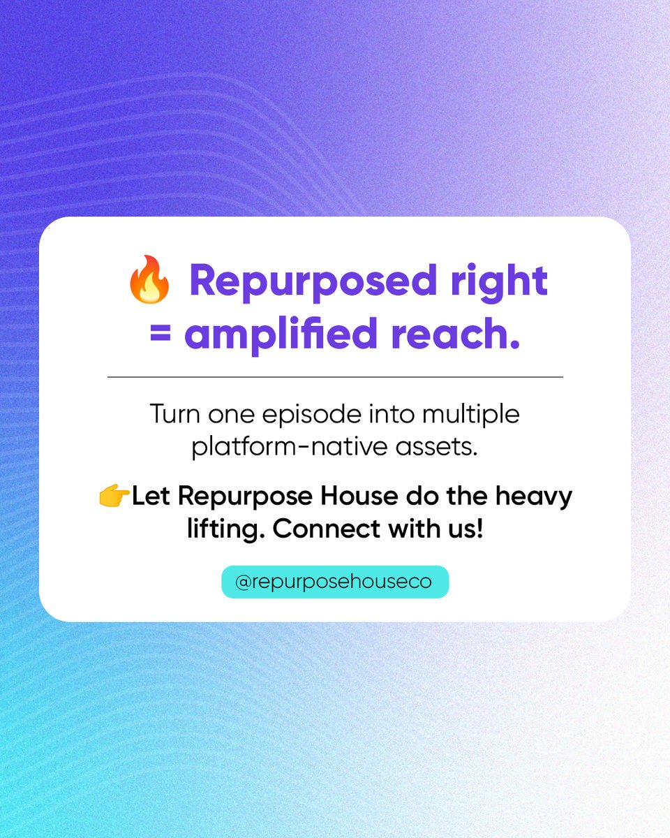 Repurpose_House's tweet image. Reposting the same clip everywhere hurts your reach.

🎯 Tailor each post to fit the platform and connect better with every audience.

Repurpose smarter with #RepurposeHouse. #ContentRepurposing