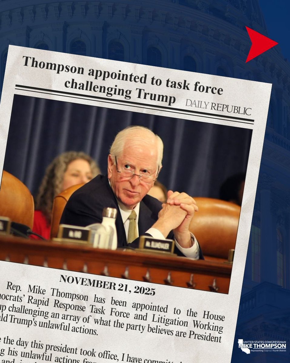 RepThompson's tweet image. The Litigation &amp;amp; Response Task Force is fighting to uphold the rule of law in our country, and joining their efforts will ensure that all illegal actions taken by this administration will be held to account. Democrats are here fighting for our constitution.