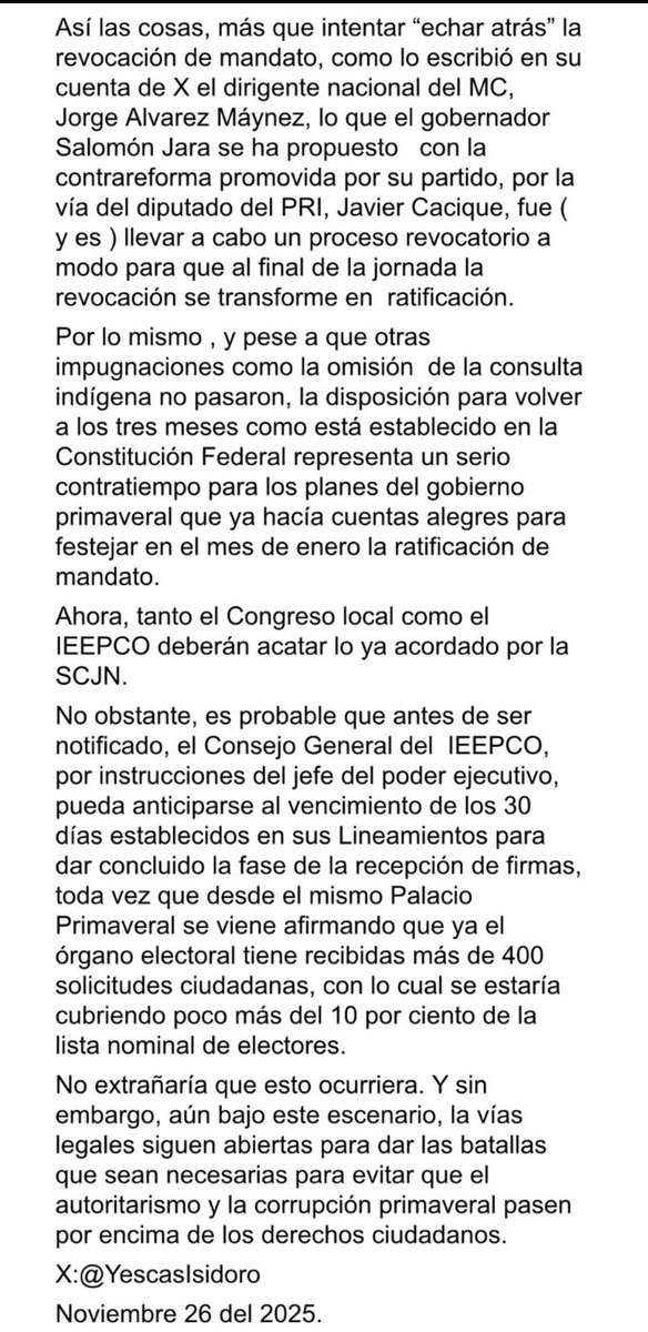 Sobre la revocación de mandato en Oaxaca y el revés de la SCJN al gobierno primaveral…