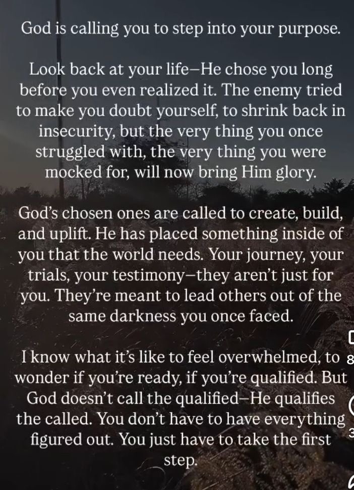 Good Morning ,Everyone.God is Calling you to step into your Purpose .✝️✝️🕊️🕊️🙏