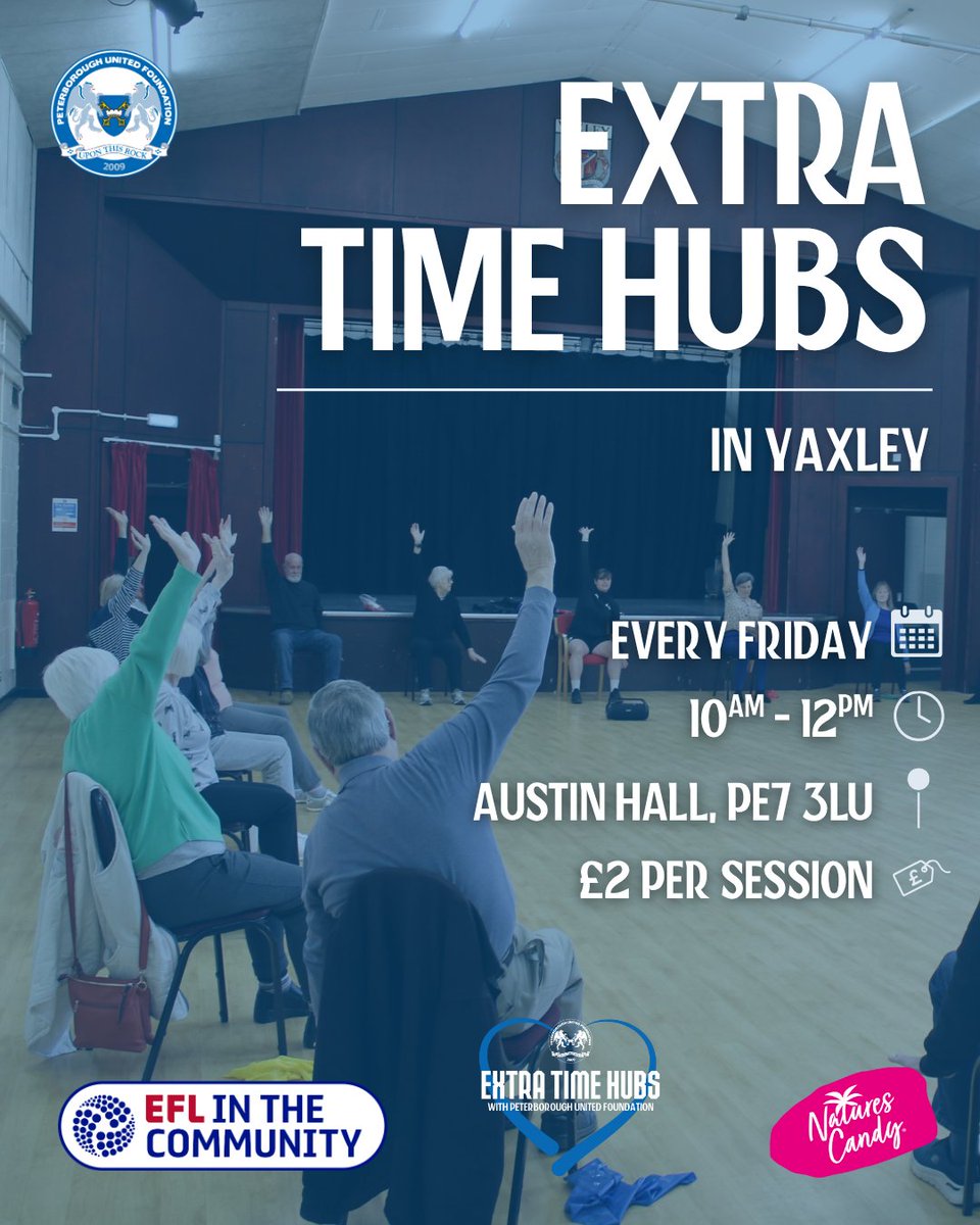 Peterborough United Foundation's Extra Time Hubs run every Tuesday, Wednesday and Friday in Peterborough, Godmanchester and Yaxley!

📧 To become a member, please email Community@theposh.com - we'd love to see you there!

#pufc