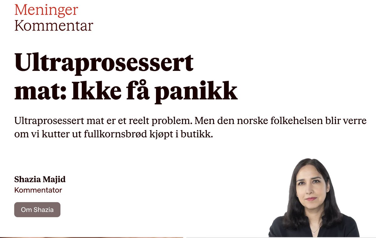 "Den matvaren som alene kan gi nordmenn flere gode leveår, er fullkorn. Nordmenn flest spiser for lite fullkorn. Vi bør spise det ultraprosesserte brødet", skriver VG. Merkelig at folk lever like lenge eller lenger enn oss i Japan, Italia og Spania... 🧐