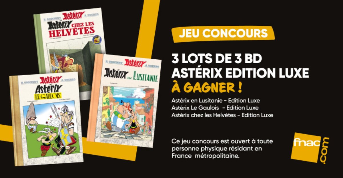 Fnac's tweet image. #JeuConcours 🚨 Irréductibles Gaulois, à vos marques ! Tentez de remporter 1 lot de 3 BD Astérix en édition Luxe 💪

🎁 Pour participer :   
🔁 RT + Follow @Fnac 
📅 Tirage au sort le 4/12 - 3 gagnants 

   Bonne chance à tous !