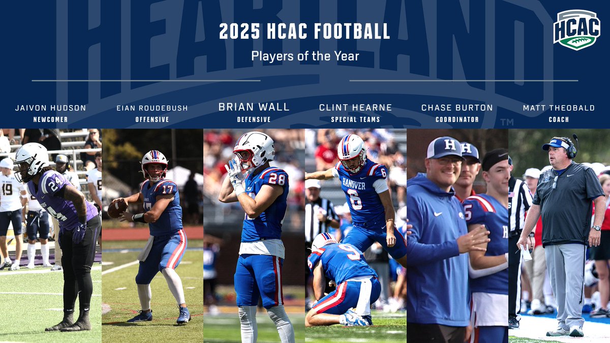 HCACDIII's tweet image. HCAC Football | All Conference &amp;amp; Special Awards

As the 2025 HCAC Football season comes to a close, the HCAC honors this year’s All-Conference selections and Special Award recipients!

📰: tinyurl.com/25AllHCACFB

#TheHeartOfD3 | #d3fb