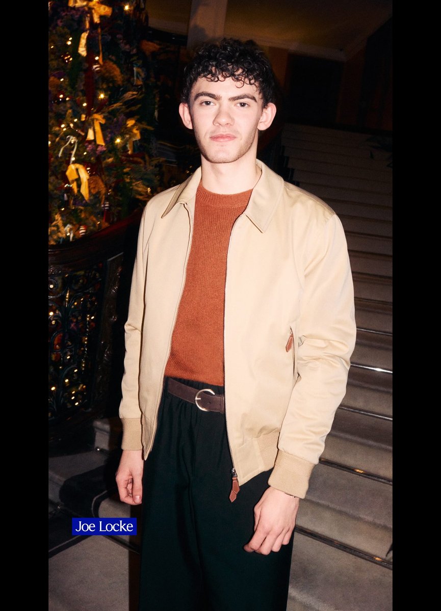 dailyjlocke's tweet image. joe locke at the unveiling of the burberry and claridge&apos;s 2025 christmas tree