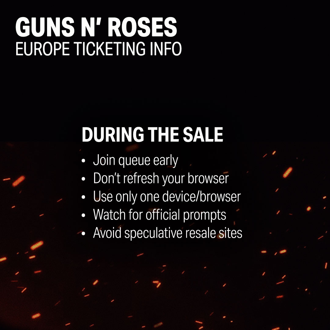 gunsnroses's tweet image. Europe! Presale tickets for the World Tour 2026 are available now with Nightrain fan club membership. General onsale: Nov 28 at 9am. gunsnroses.com/subscribe