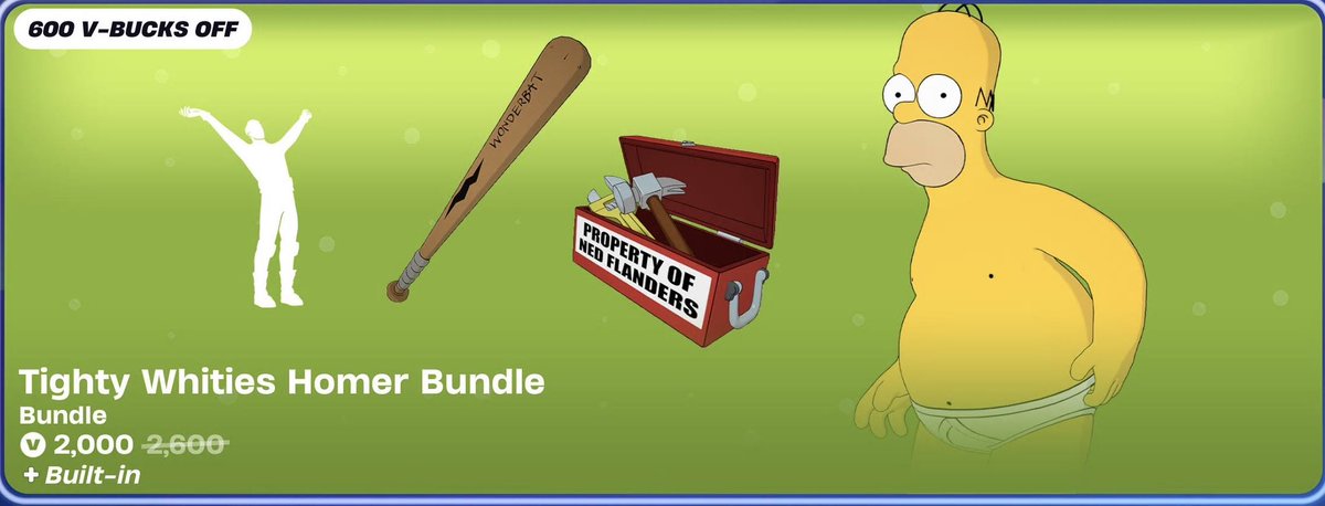 Tighty Whities Homer Bundle Giveaway
#Fortnite #Giveaway #Ad

HOW TO ENTER!

-Follow me📲
-Like &amp; RT♻️
-Comment 'Done'✅

Ends in 24 hours!

Use Code 'Jmoneydog84' to support me, it helps a lot
💙 #EpicPartner