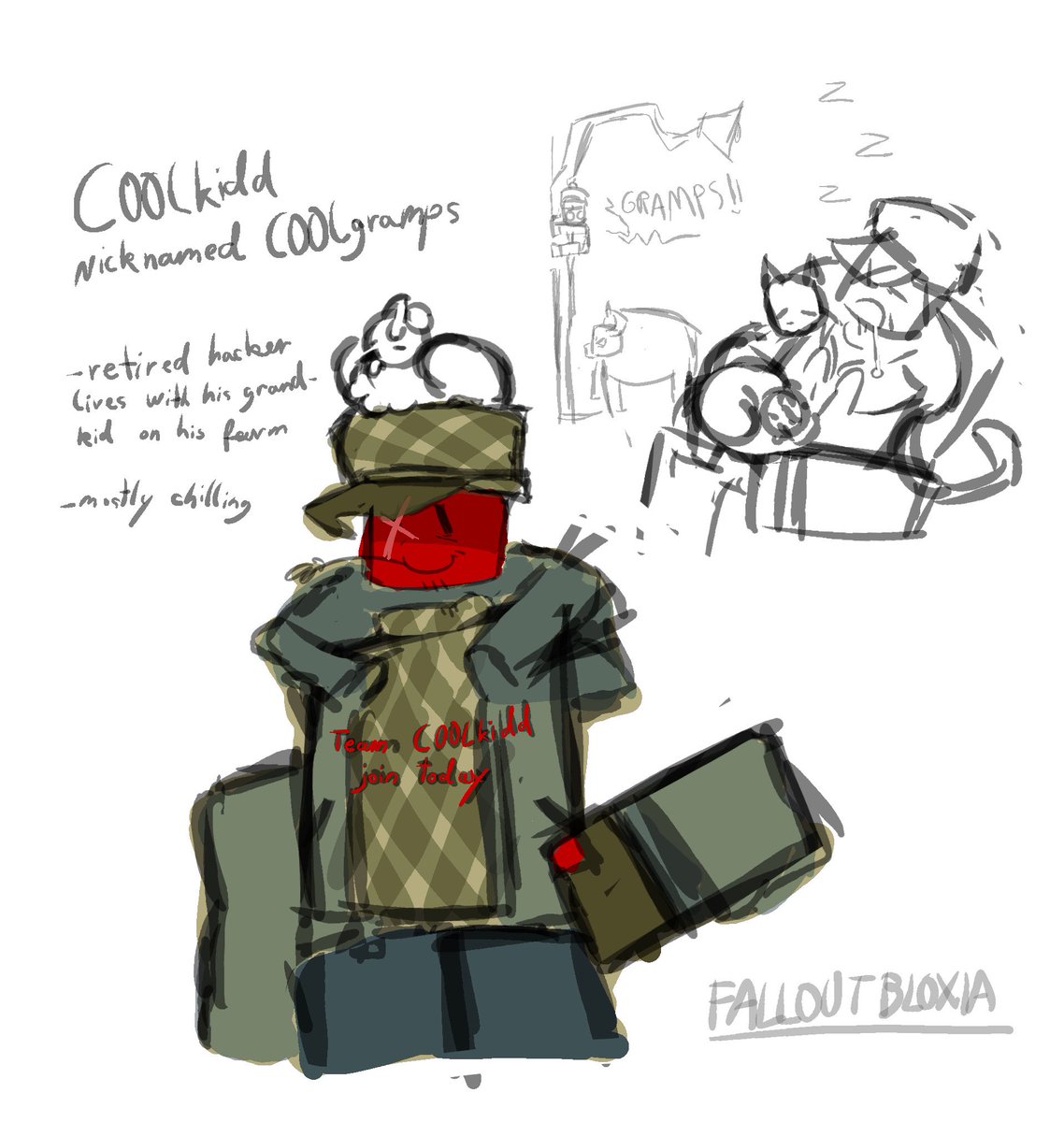 rawazoir's tweet image. Coolkidd doodle cause someone on tumblr wanted to see him in my au 

#falloutbloxia #roblox #coolkidd
