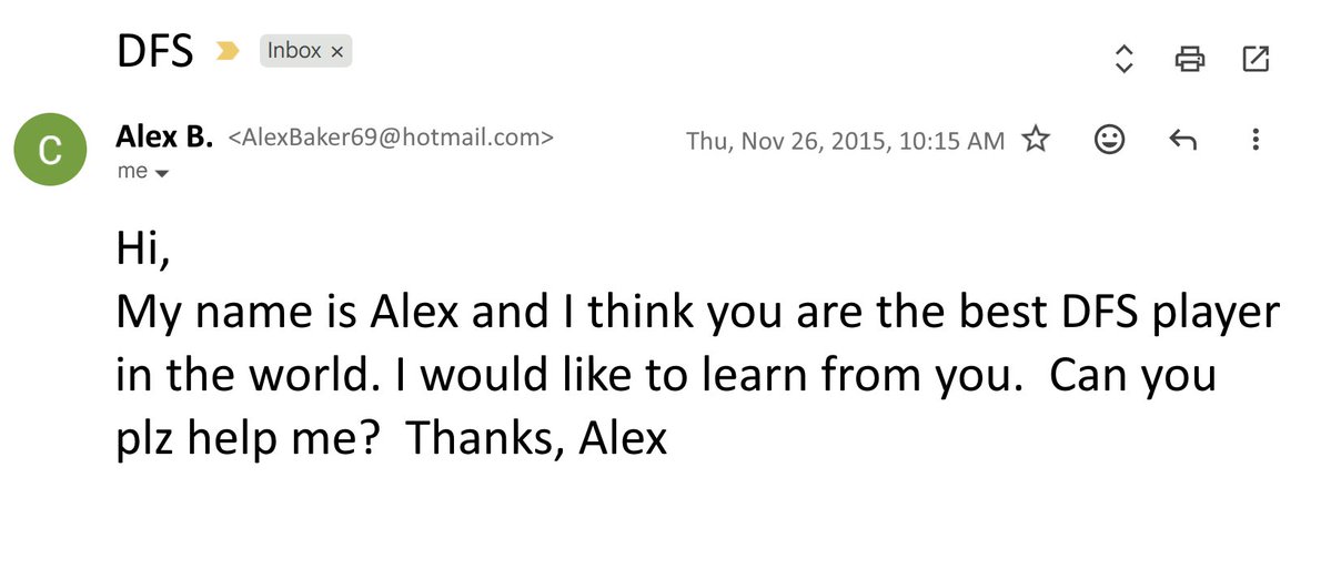 baseballlsdfs's tweet image. 10 years ago today i received an email asking for help with DFS.  for the next 6 weeks we spent 20 hours a day diving into projections, ownership, optimizers, and sims tools.  the last thing he needed was a screen name.  i recommended Awesemo and the rest is history @AwesemoDFS