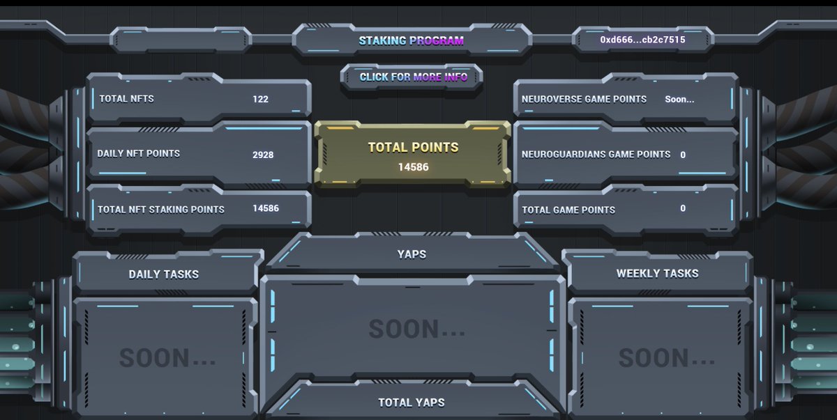 NeuroGuardians and NeuroNemesis holders can now stake their NFTs through the link below and earn daily points 🔥

staking.neuroguardians.com

There is no need for registration or any other action
You only need to connect your wallet to see your points 

You can also earn points by