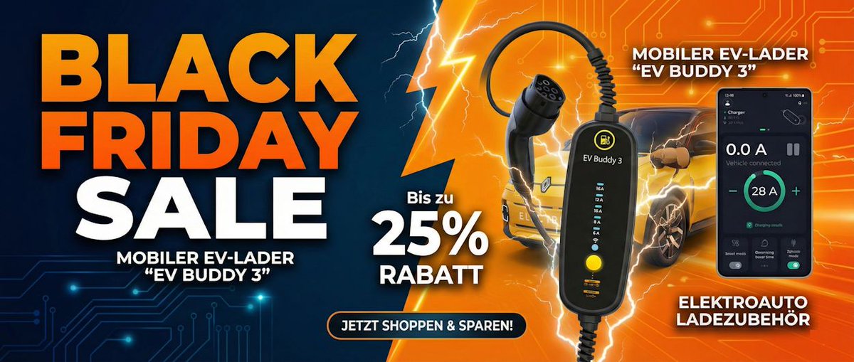 ⚡️ BLACK FRIDAY FLASH! ⚡️
Maximale Ladefreiheit für dein E-Auto zum Tiefstpreis. Hol dir jetzt den mobilen Lader EV Buddy 3!

💥 Nur diese Woche: 25% RABATT! 💥

👉 Jetzt zuschlagen: schnellladen.ch/de/black-frida…

#BlackFriday #EV #Elektroauto #Deal #Schnellladen