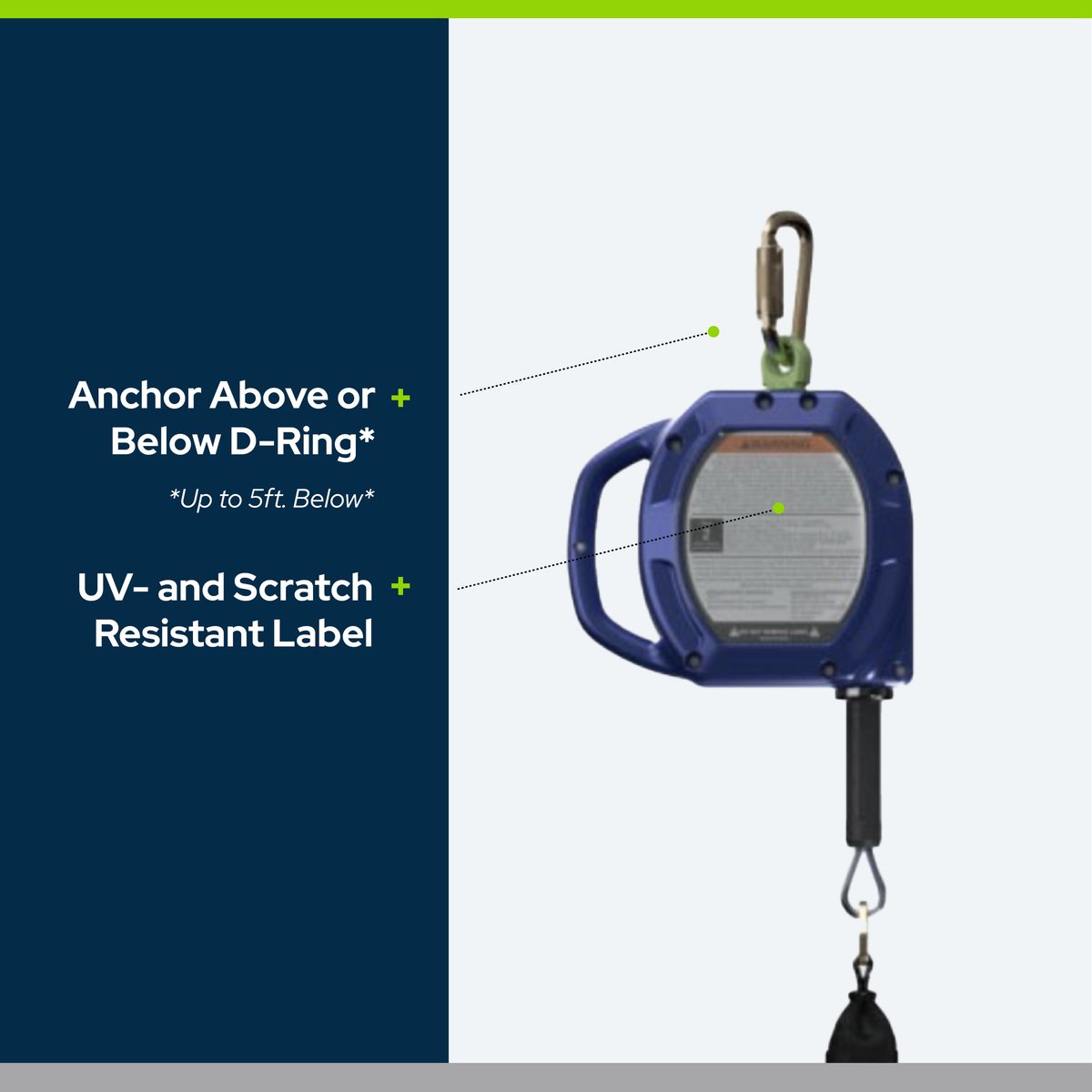 FallTechSafety's tweet image. Meet the FT-R Class 2 SRL—built for reliable protection at height. 
Available in 20, 30 &amp;amp; 60 ft, supporting up to 420 lbs with a compact shock pack and lightweight, durable housing. Anchor above, at, or 5 ft below your D-ring.
Learn more: falltech.com/ft-r #FallProtection
