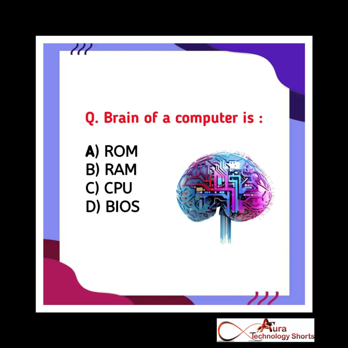 Auratechno72007's tweet image. Brain Bytes: Ultimate Computer Quiz
.........
#ComputerQuiz #TechQuiz #ITQuiz #TechTrivia #ComputerKnowledge #GKQuiz #QuizTime #DigitalLearning #TechChallenge #ComputerBasics