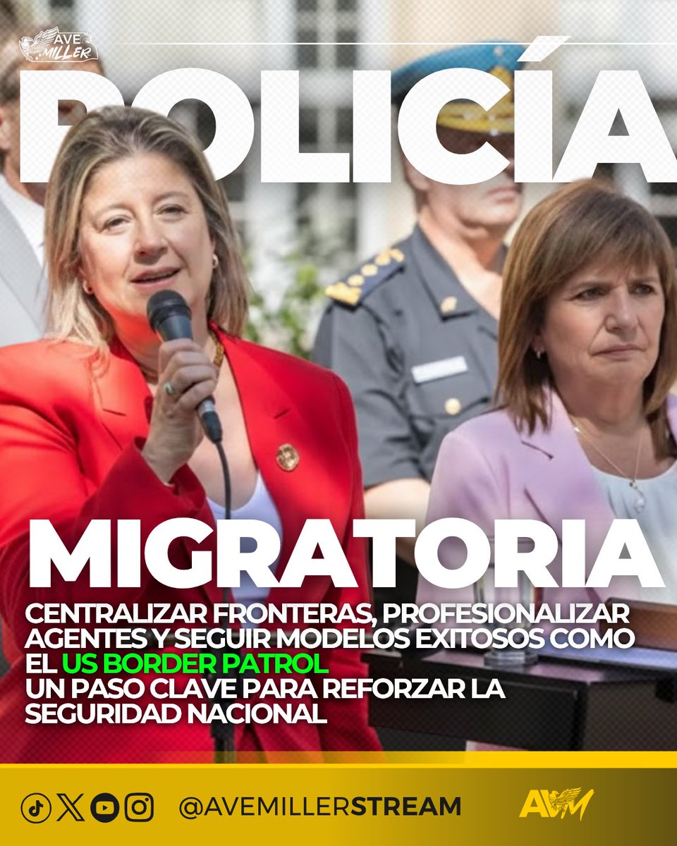 El Gobierno avanza con la Policía Migratoria, una fuerza especializada para reforzar fronteras y combatir delitos transnacionales.
Más control, más profesionalismo, menos trata, menos narcotráfico, menos terrorismo
#Seguridad #PolicíaMigratoria #LibertadAvanza #Argentina #Orden