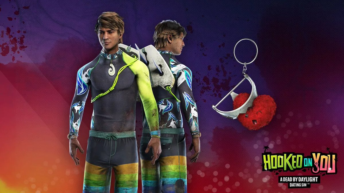 "Hooked on You Dating Simulator" is on sale for 99 cents on Steam!

store.steampowered.com/app/1866180/Ho…

Remember if you own this game you can link it in your Behaviour account to unlock this Jake Waterfront Massacre cosmetic in DBD as well as the trapped heart charm!

<a href="/HookedOnYou/">The Narrator</a>