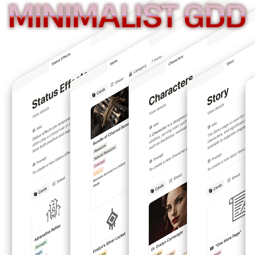 surreal_cosmic's tweet image. Minimalist GDD – A #Notion Template for Indie Game Devs is now also available on #Shuppi: shuppi.com/shops/surreal-…
Enjoy!
#indiegamedevelopers #gamedev #MinimalistGDD