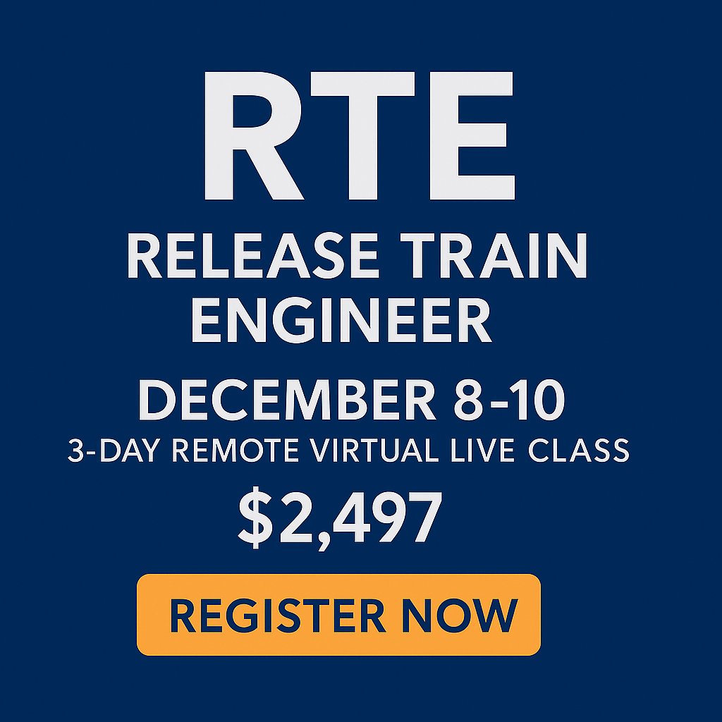 AgilityConsult2's tweet image. 🚨 GUARANTEED TO RUN 🚨 
Advance your SAFe journey with our RTE 6.0 Certification Course led by expert SPCT instructor
📅 December 8th through 10th Register Here: agilityconsultinginternational.com/aci-classes/re…
 #SAFe #RTE #ScaledAgile #AgileLeadership #AgilityConsulting