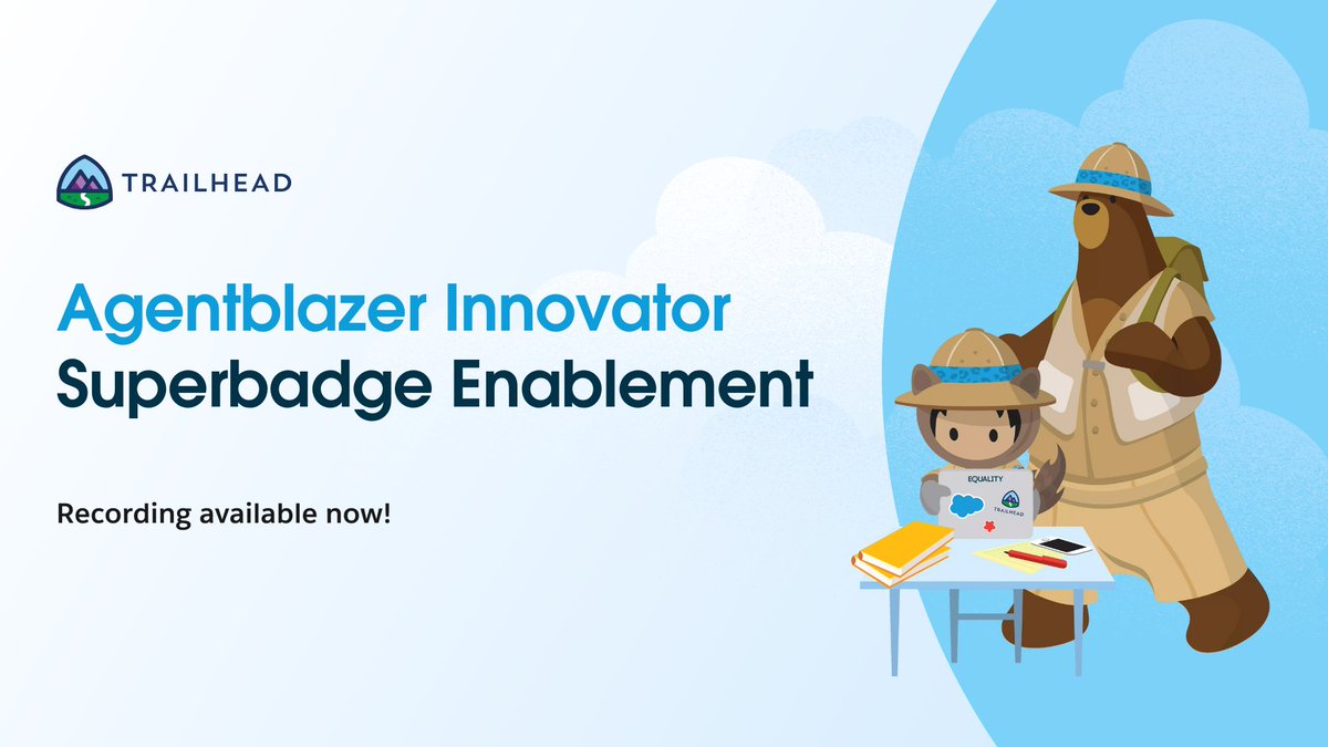 trailhead's tweet image. 🎥 If you missed our live Innovator Superbadge Q&amp;amp;A, don&apos;t worry—we recorded it for you!

This session is packed with tips and answers to the toughest community questions on the Prompt Builder Templates and Agentforce Service Superbadges.

▶️ Watch: salesforce.vidyard.com/watch/WNb7L4jP…