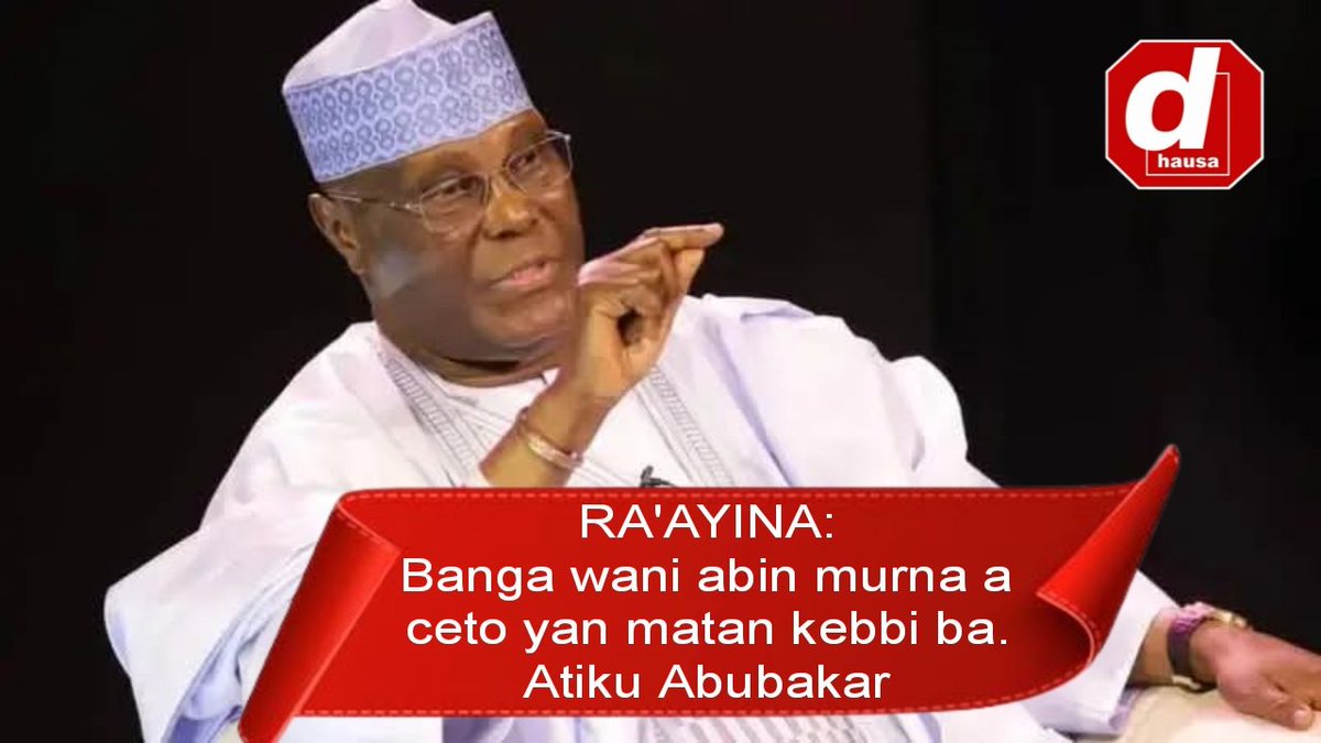 Dglhausa's tweet photo. RA’AYINA: Ceto yan makarantar Kebbi yan mata ba abin murna bane -Atiku

Tsohon mataimakin shugaban Najeriya Atiku Abubakar ya caccaki gwamnatin Ƙasar kan ceto ɗalibai mata da aka sace a Kebbi da aka yi a baya bayan nan.

Cikakken Labarin ⤵️
https://t.co/BBBcJgLw44 https://t.co/zMBLm9g0pb