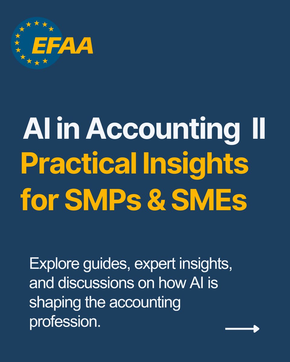 EFAAforSMEs's tweet image. November Highlights for #SMPs &amp;amp; #SMEs
🔹 EU #AIAct &amp;amp; #Accountancy – ▶ lnkd.in/eifUGZHv 🎧lnkd.in/e8_Tci_J 📚bit.ly/4ok85h9
🔹 Newsletters: bit.ly/4od1ipn
🔹 The Professional Accountant: lnkd.in/eq49qnmi  
💬 Which topic matters most to you?