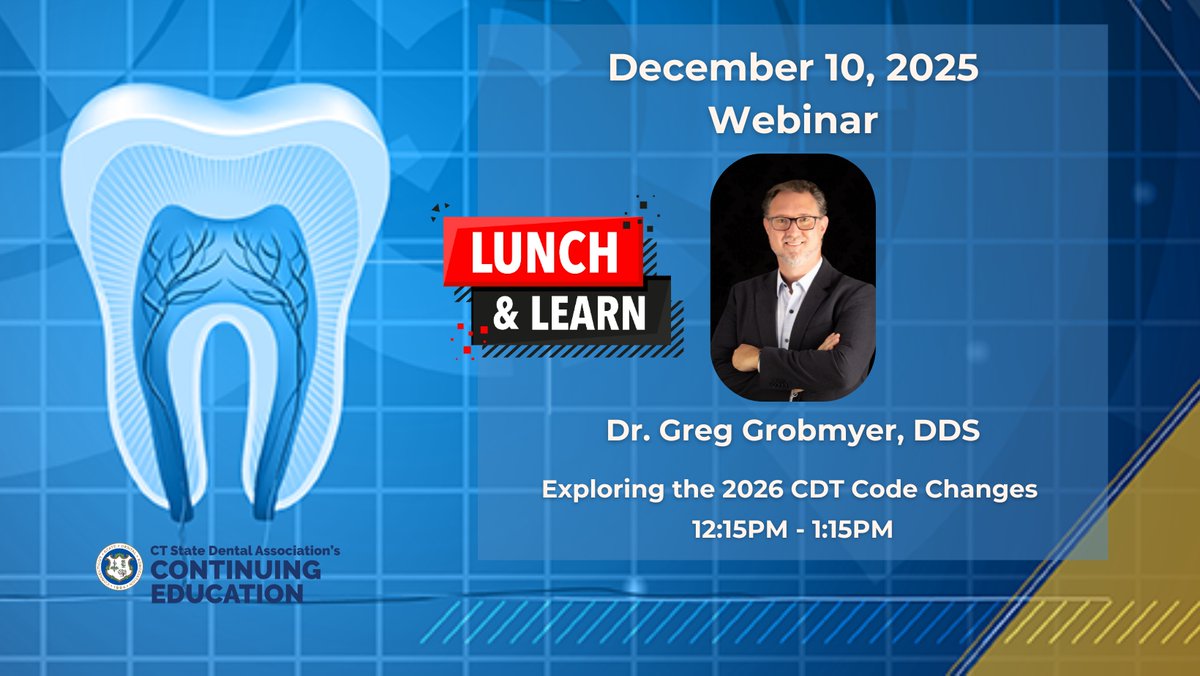 Get ready for our next Lunch &amp; Learn Webinar!

Join us on December 10 as Dr. Greg Grobmyer, DDS breaks down the 2026 CDT Code Changes and what they mean for your practice.

Grab your lunch, log in, and stay ahead of the curve!

📅 12:15 PM – 1:15 PM