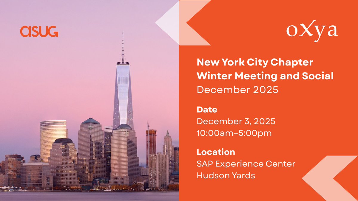 oXya_Global's tweet image. Join oXya at the NYC Regional Chapter Winter Meeting

With our specialized GRC &amp;amp; IAG subsidiary ArtimIS, we will be attending and presenting on how to optimize Full Use Equivalents (FUEs) on RISE with SAP.

Register: asug.com/events/new-yor…

#SAPCommunity #oXya #SAPEvents