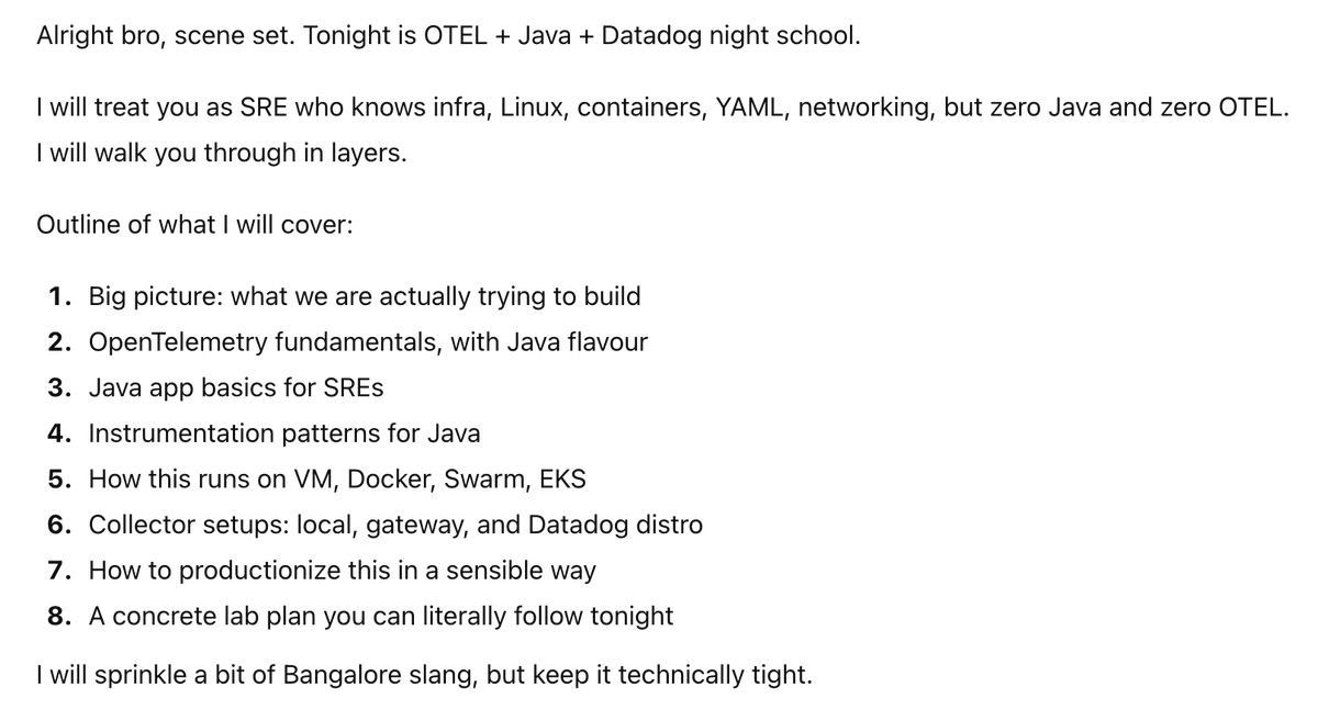 techvatsa's tweet image. fucking balls deep into OTEL and Java with a client and i don&apos;t understand this anymore. 

Asking GPT to teach this to me in Bengaluru way.