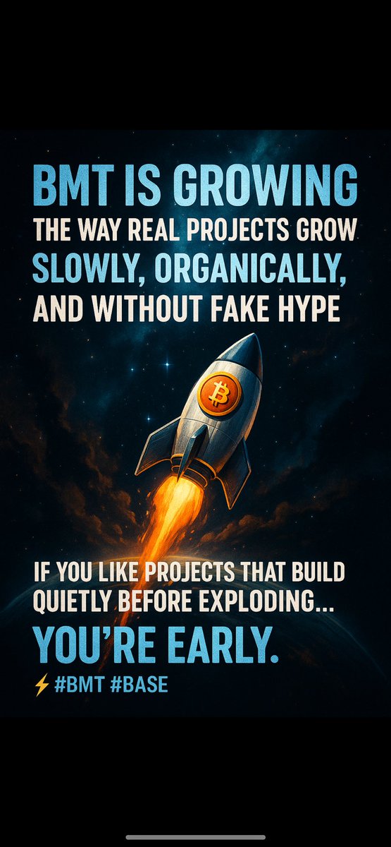 BitcoinMoodX's tweet image. BMT is growing the way real projects grow — slowly, organically, and without fake hype.
No paid boosts. No shortcuts. Just a real community and long-term vision.

If you like projects that build quietly before exploding…
You’re early. ⚡💙

#BMT #Base #BaseEcosystem #NewToken