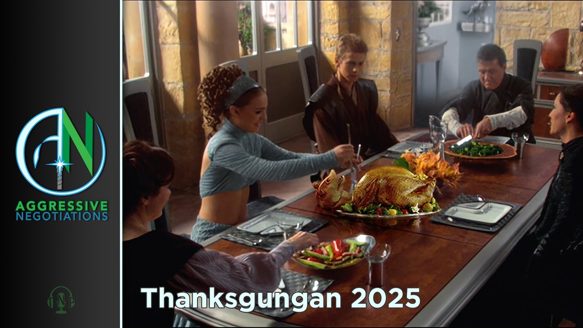 TheJediMasters's tweet image. New #AggressiveNegotiations!
Thanksgungan 2025

It’s time for #Thanksgungan, the annual #AggressiveNegotiations tradition where @mattrushing02 + @kesseljunkie discuss all those things in the past year from #StarWars for which they’re thankful! 

bit.ly/anissue416