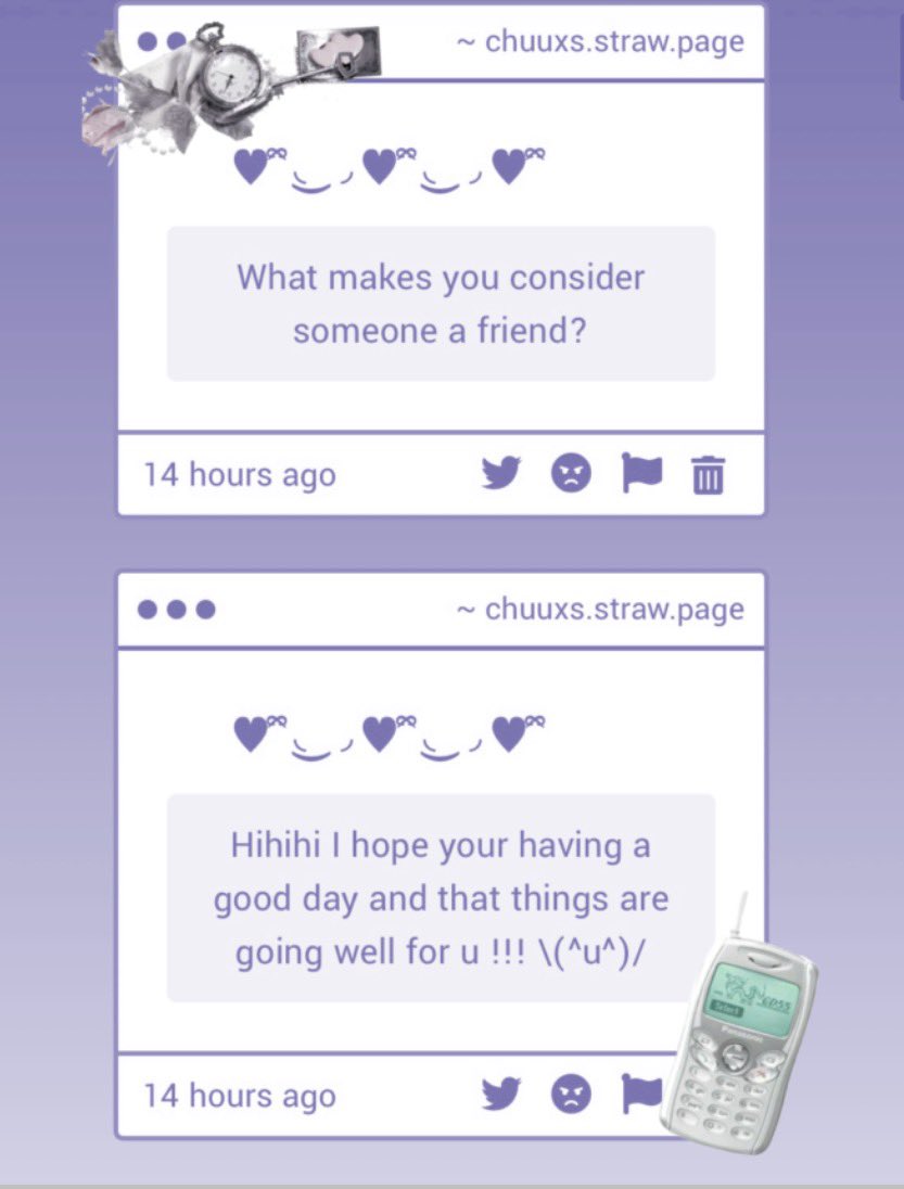 g4rmr's tweet image. talking with them regularly, humor, trusting them some amount, etc!

AWE, thank you anon you’re such a sweetheart!! i hope your day is going well too.♥︎

chuuxs.straw.page