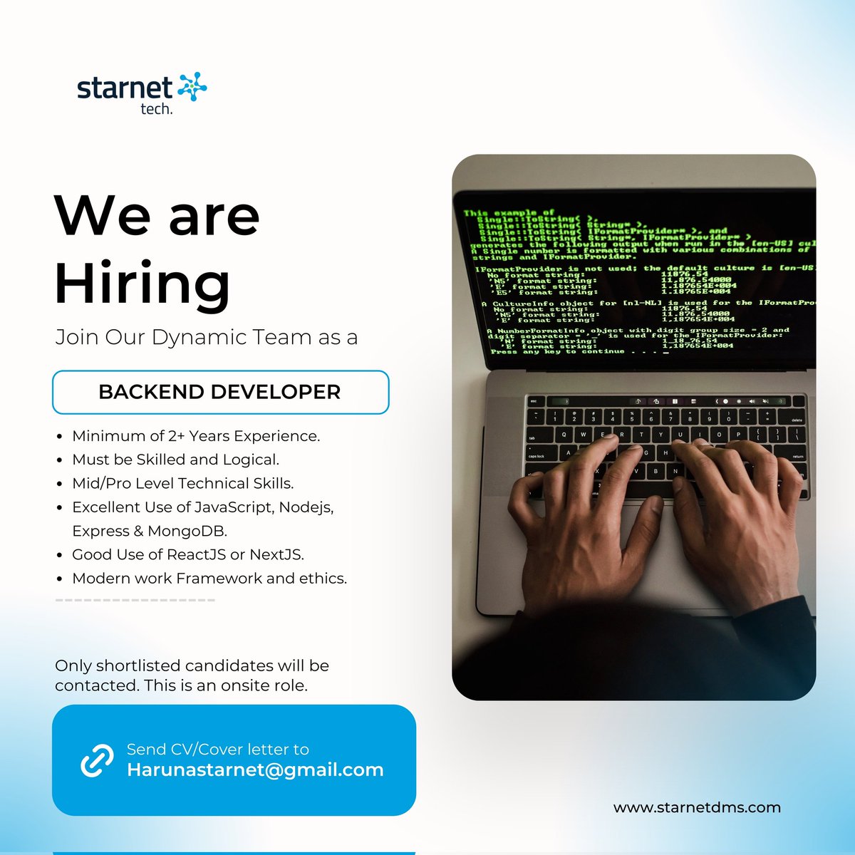 WE ARE HIRING 📢
instagram.com/p/DRJwsE-iJwL/… for more details 

Please submit your cover letter and professional portfolio directly to: harunastarnet@gmail.com