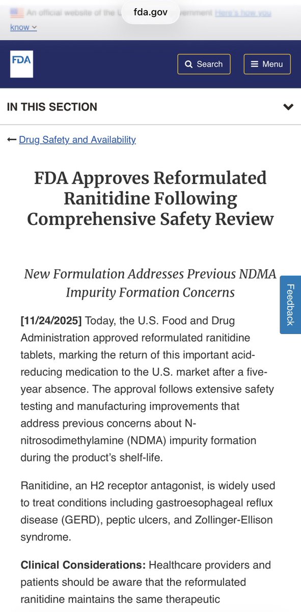 #خبر 

FDA Approves Reformulated Ranitidine, Addressing Safety Concerns for Market Return

وافقت U.S. Food and Drug Administration (FDA) على أقراص Ranitidine المعاد تركيبها، مما يمهد الطريق لعودة هذا الدواء الهام الذي يقلل من الحموضة إلى السوق الأمريكية بعد توقف دام خمس سنوات.