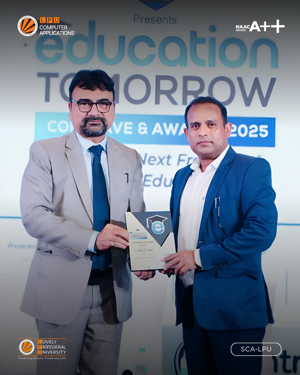 LPUComputerApp's tweet image. Prof. (Dr.) Anand Shukla, Dean at LPU, represented SCA LPU at the Education Tomorrow Conclave 2025, discussing EdTech, data &amp;amp; financial literacy for holistic student success. 🎓

#EdTech #StudentSuccess #FutureOfLearning #SCALPU #Conclave2025