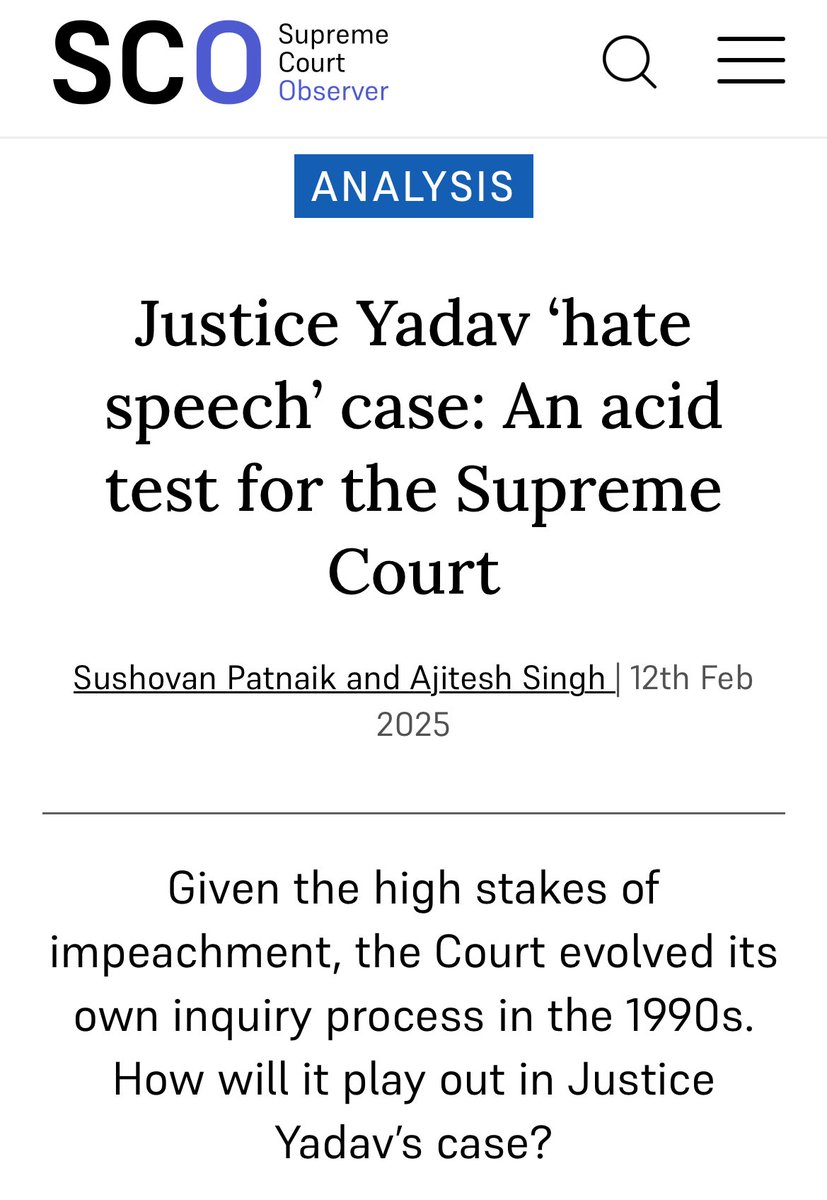Delighted to share that our article on Justice Shekhar Yadav’s hate speech was quoted by Sr. Adv. Ramachandran, Adv. Shruti Narayan &amp; Md. Afeef in <a href="/TheLeaflet_in/">The Leaflet</a>’s Constitution Day Special Issue.

Co-authored with <a href="/SushovanPatnaik/">Sushovan Patnaik</a> for <a href="/scobserver/">Supreme Court Observer</a>.